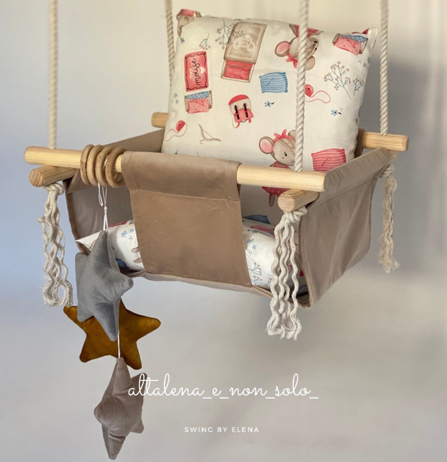 Thumbnail: Altalena per bambini sospesa per la casa colore beige (collezione Stella)
