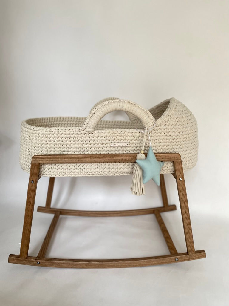 Thumbnail: Culla per neonato con decorazione macramè con cappuccio , boho, lettino neonato