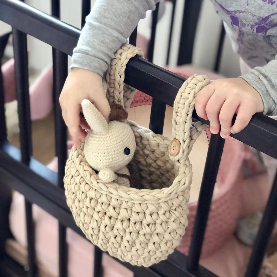 Thumbnail: Organizzatori tascabili per culla, cesta portaoggetti sospeso all'uncinetto