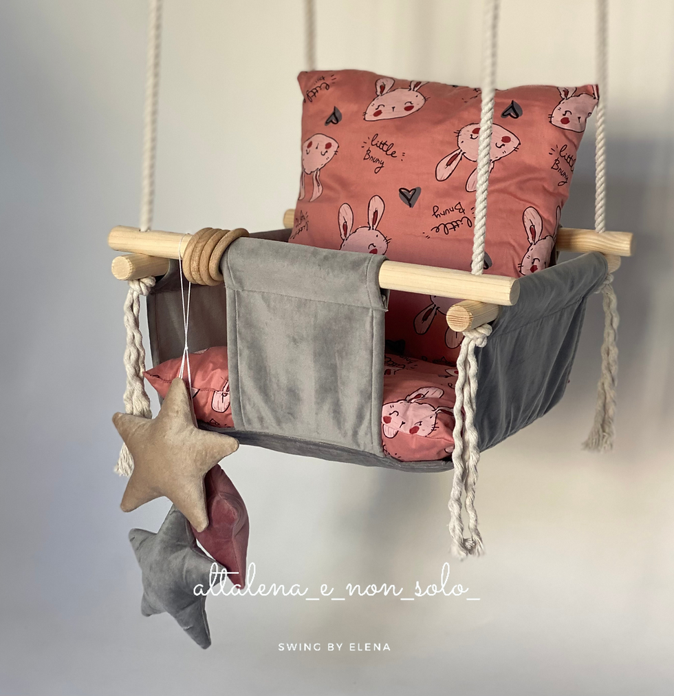 Thumbnail: Altalena per bambini sospesa per la casa colore grigio  (collezione Stella)