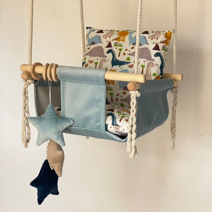 Thumbnail: Altalena per bambini sospesa per la casa colore azzurro (collezione Stella)