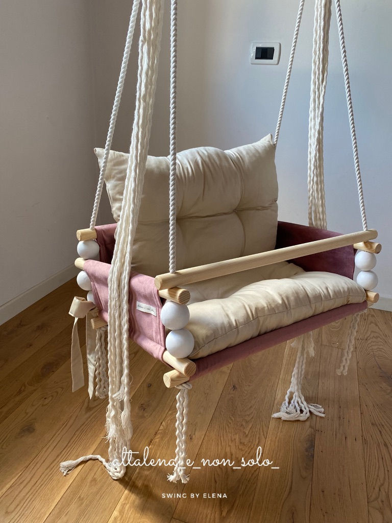 Thumbnail: Altalena sospesa da interno per 1 o 2 bambini in velluto ( collezione Nuvola)