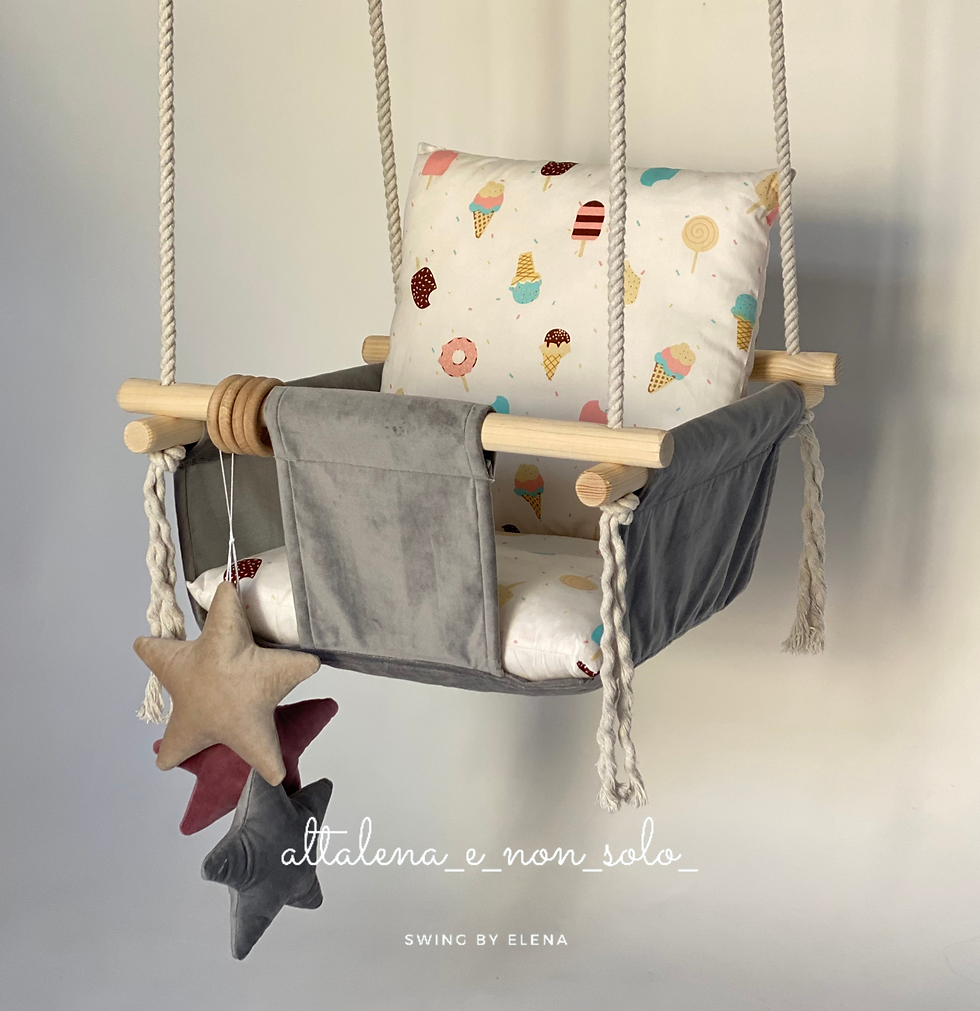 Thumbnail: Altalena per bambini sospesa per la casa colore grigio  (collezione Stella)