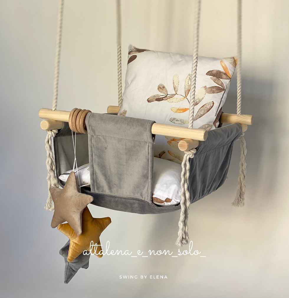 Thumbnail: Altalena per bambini sospesa per la casa colore grigio  (collezione Stella)