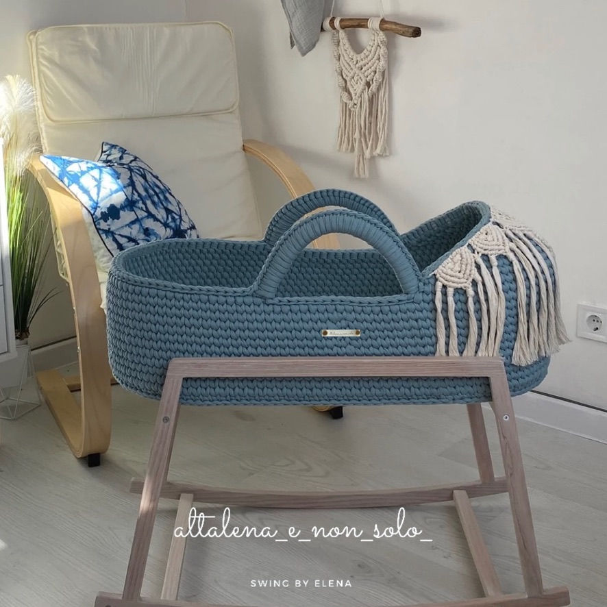 Thumbnail: Culla per neonato con decorazione macramè con cappuccio , boho, lettino neonato