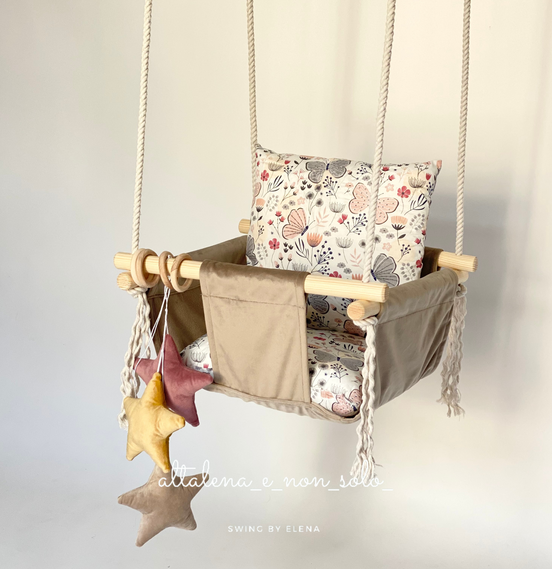 Altalena per bambini sospesa per la casa colore tortora (collezione Stella)