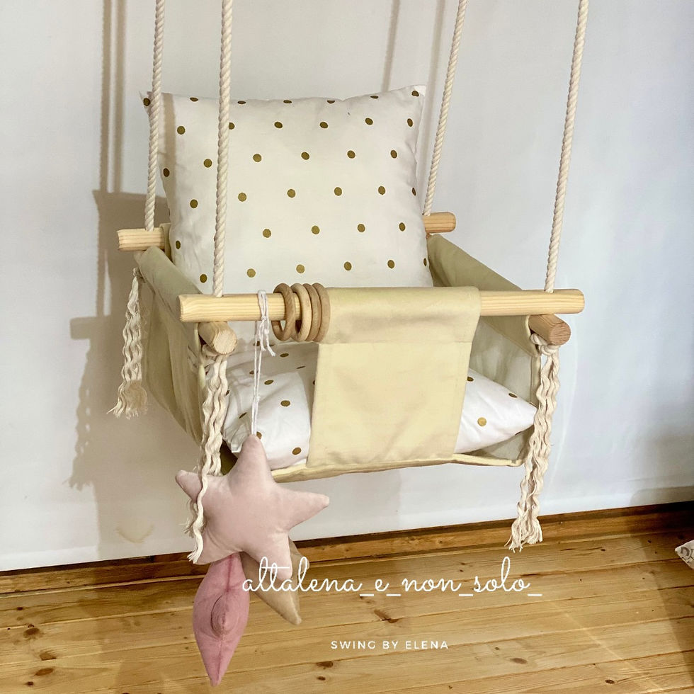 Thumbnail: Altalena per bambini sospesa per la casa colore beige chiaro (collezione Stella)