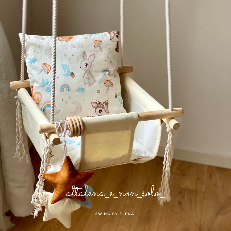 Thumbnail: Altalena per bambini sospesa per la casa colore beige chiaro (collezione Stella)