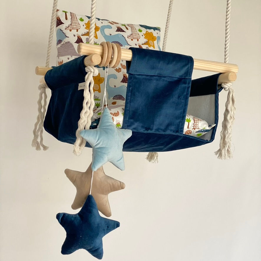 Thumbnail: Altalena per bambini sospesa per la casa colore blu (collezione Stella)