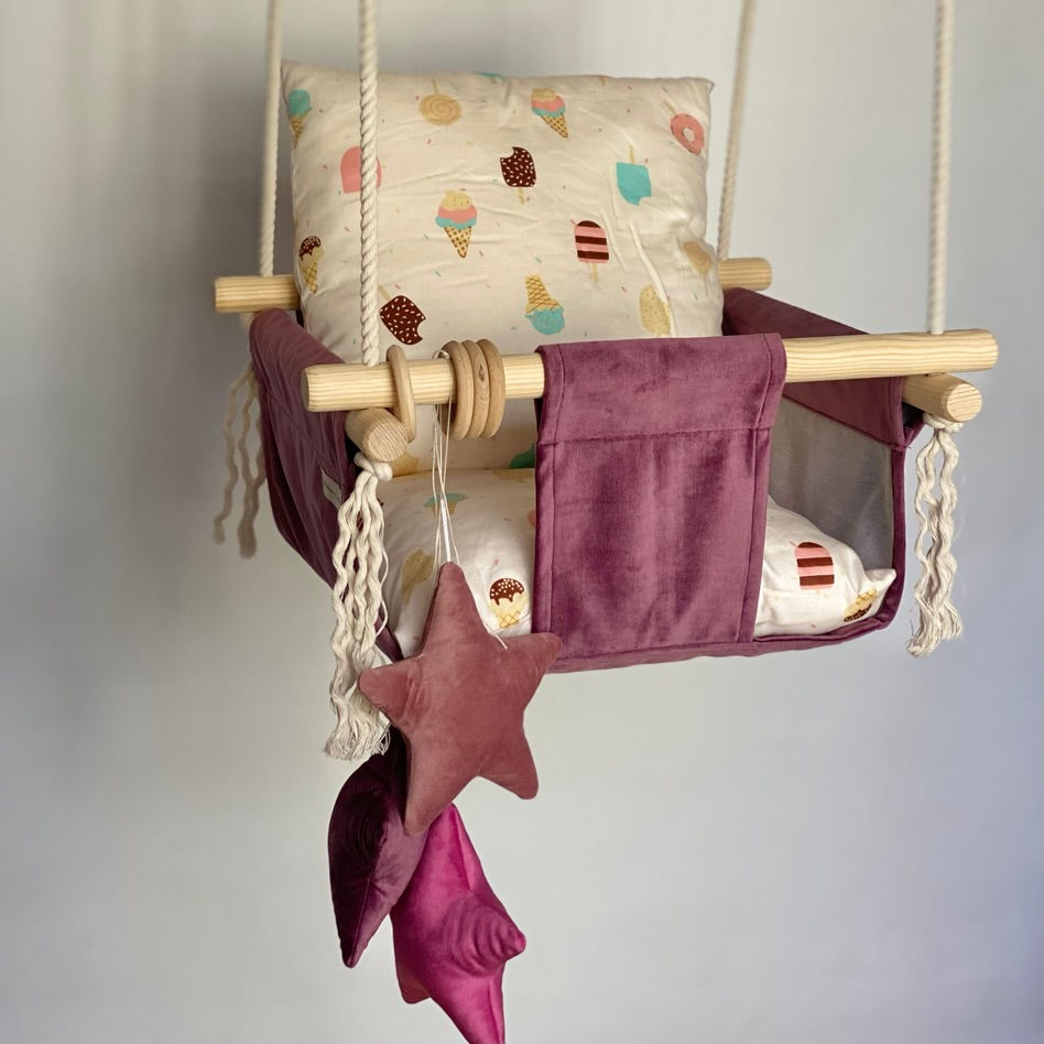 Thumbnail: Altalena per bambini sospesa per la casa colore purple (collezione Stella)