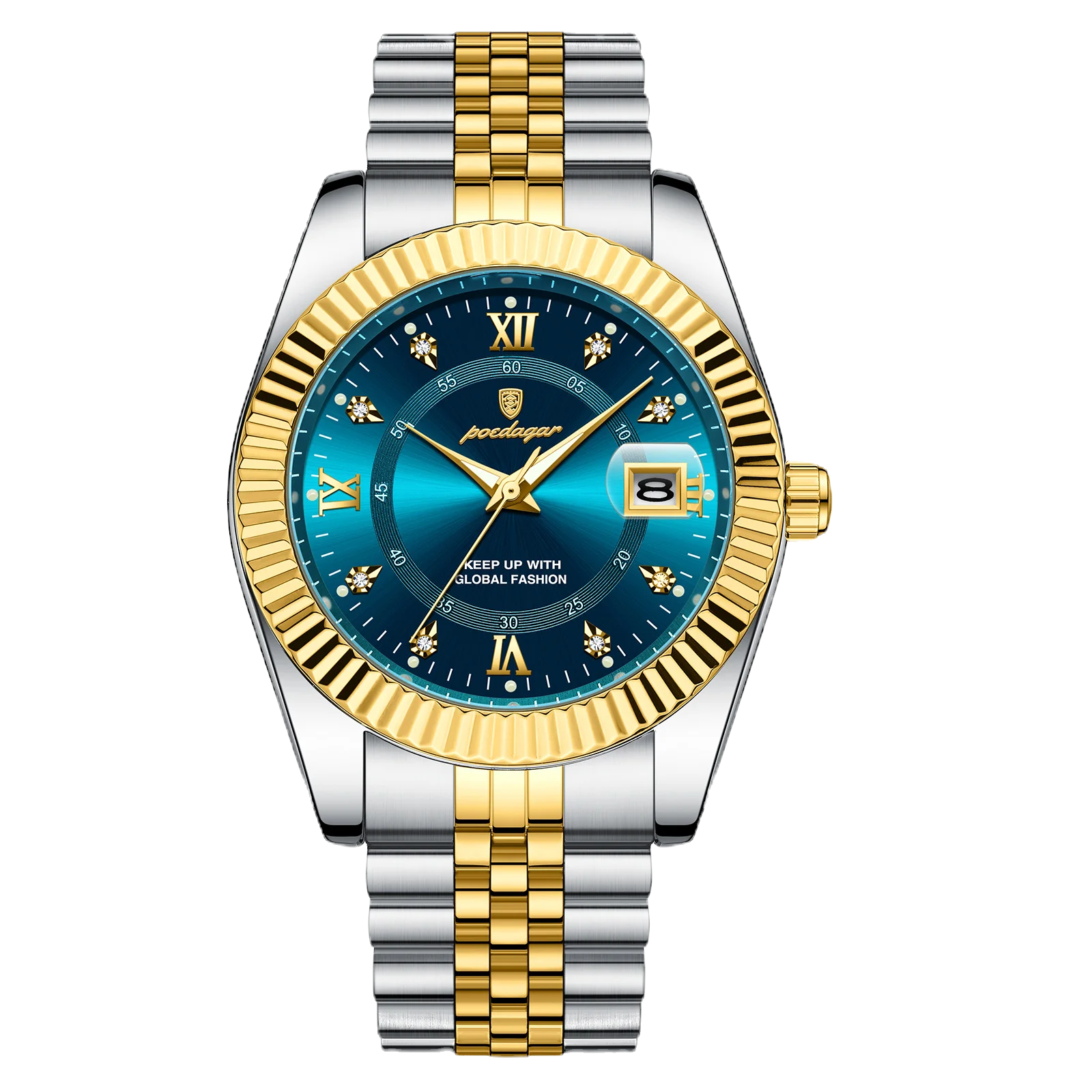 Stainless Steel Quartz Watch for Men – Waterproof, Luminous, Roman Dial