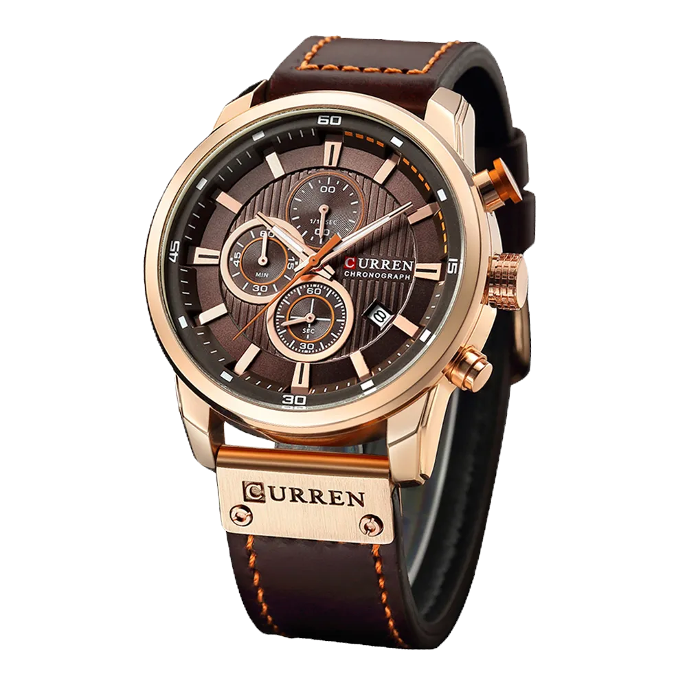 Chronograph Leather Strap Quartz Watch for Men