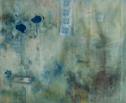 Paisagem com flores azuis