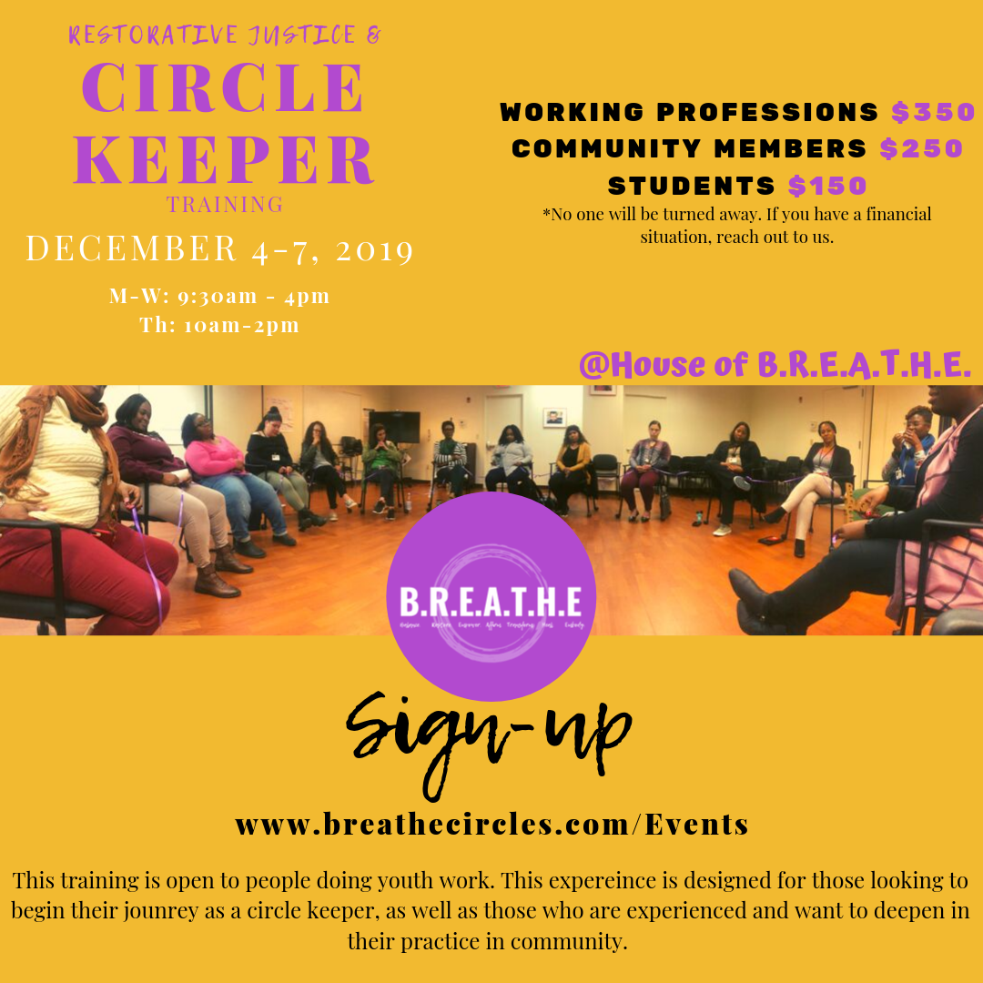 Restorative Justice + Circle Keeper Training | Breathe Collective
