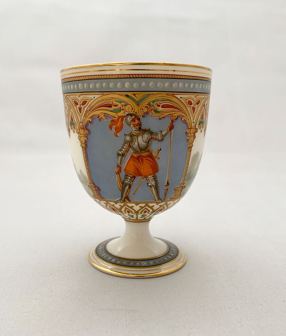 Thumbnail: Limoges gothic revival trio painted with knights
