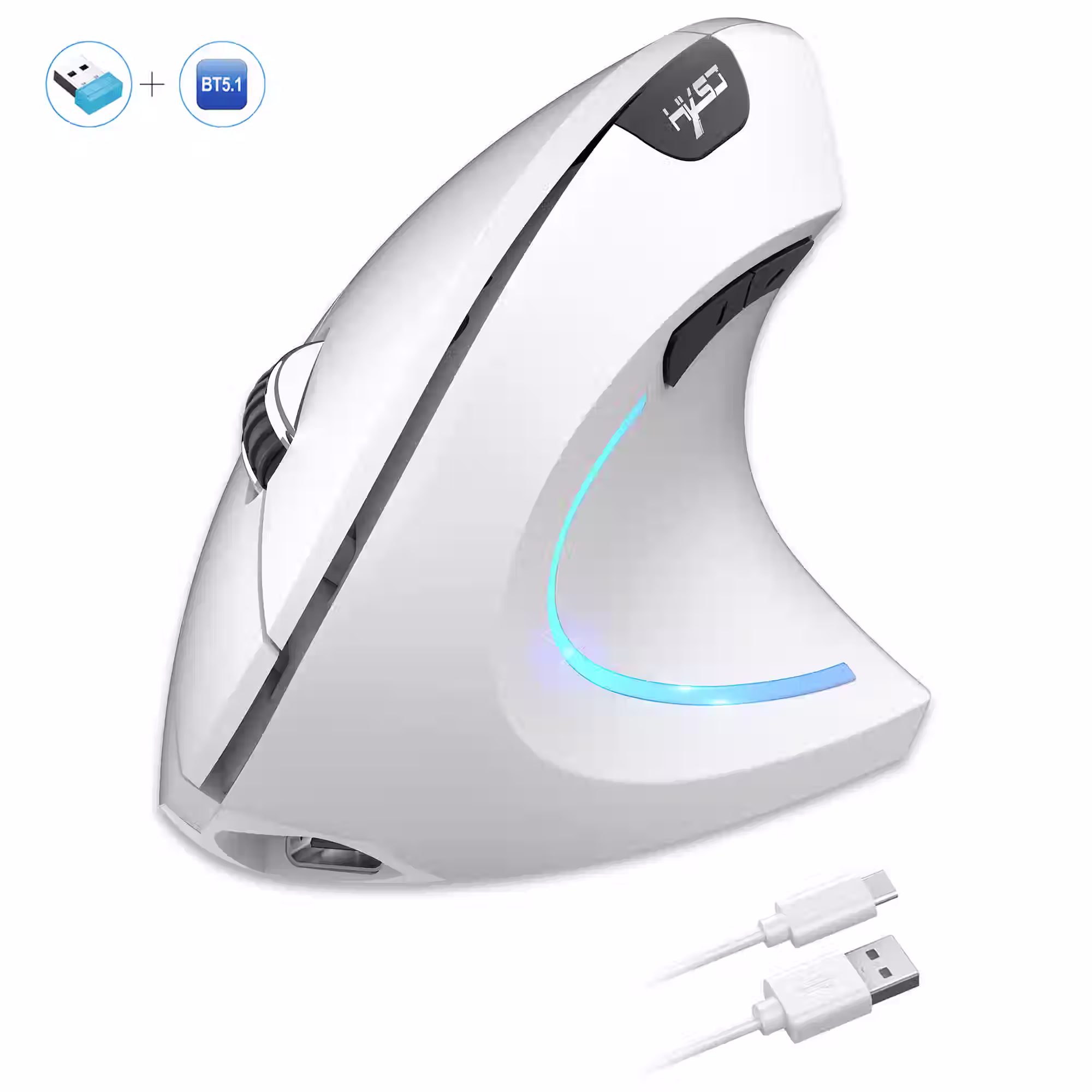 Mouse vertical Rechargeable Ergonomic XSJ 2400DPI Type-C Wireless Mouse for PC