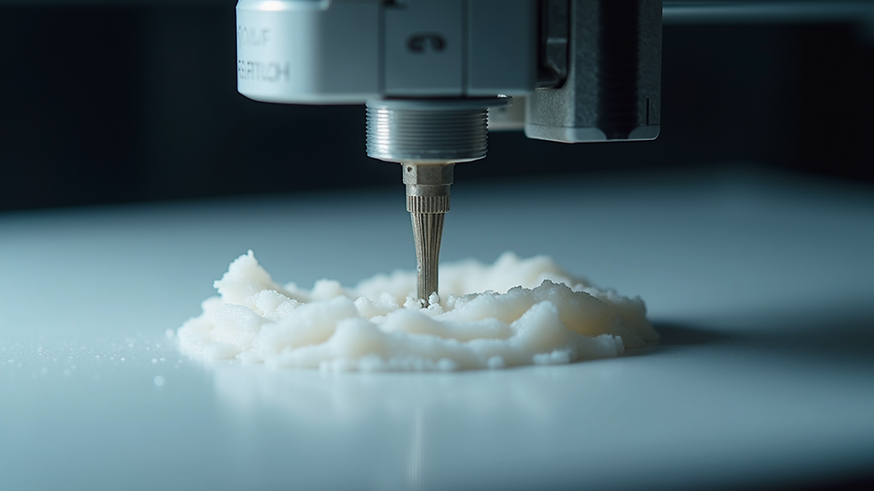 Close-up view of a 3D printer nozzle creating a detailed prototype