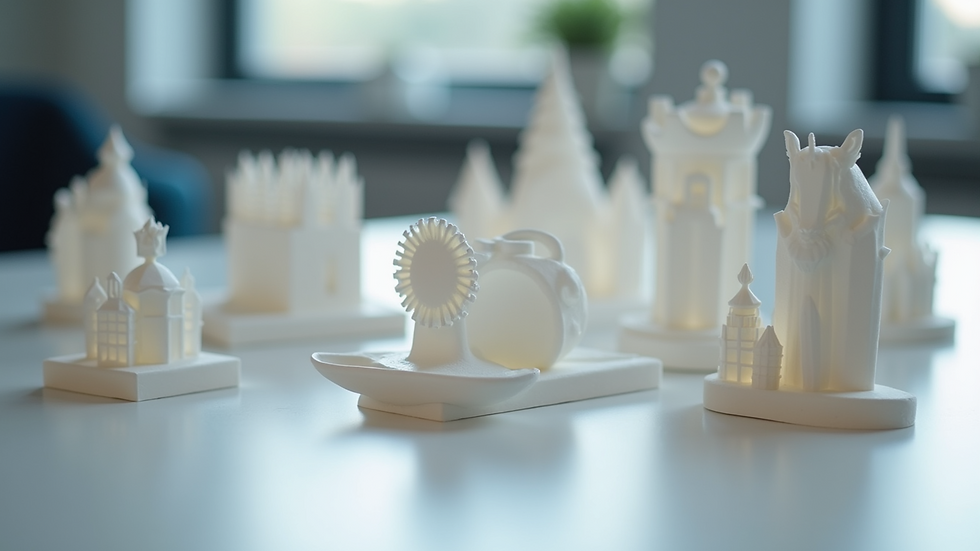 Eye-level view of various 3D printed models