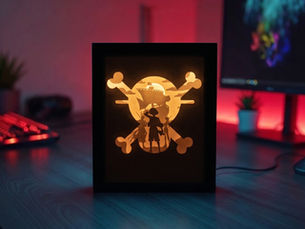 RGB lighting highlighting shadows in a 3D anime shadow box