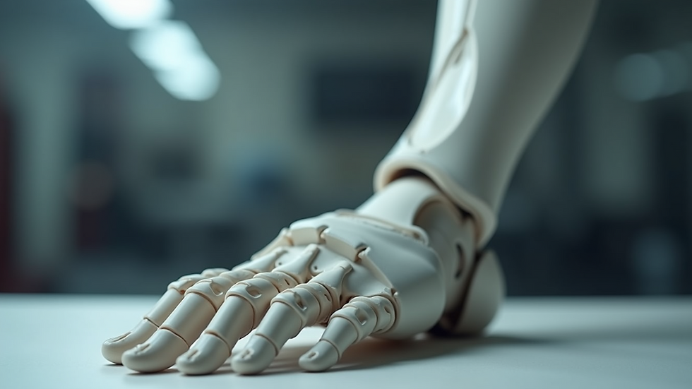 Close-up view of a 3D printed custom prosthetic limb