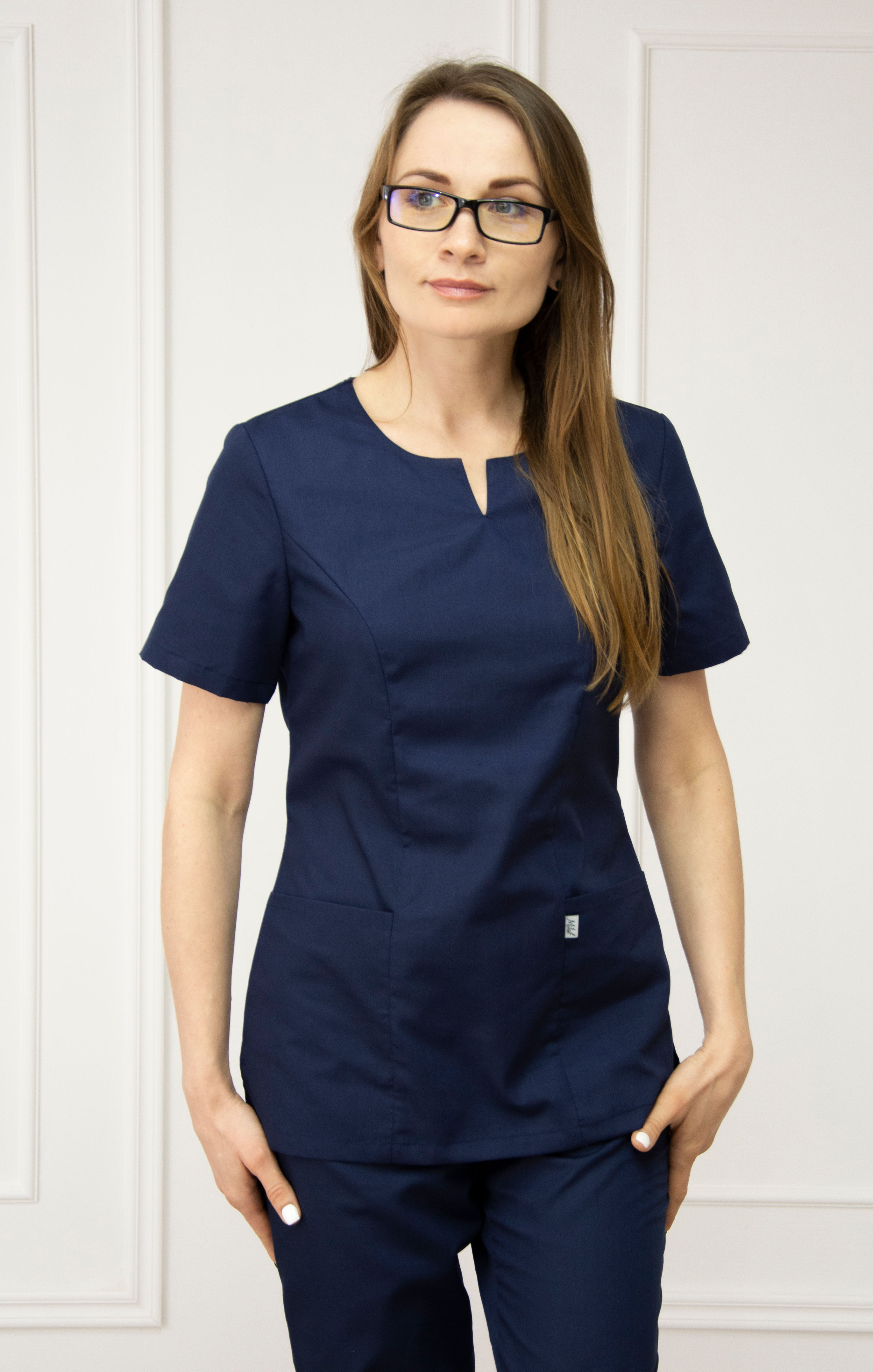 "Сара" тк. ТиСи цв. т. синий. Блуза медицинская женская.