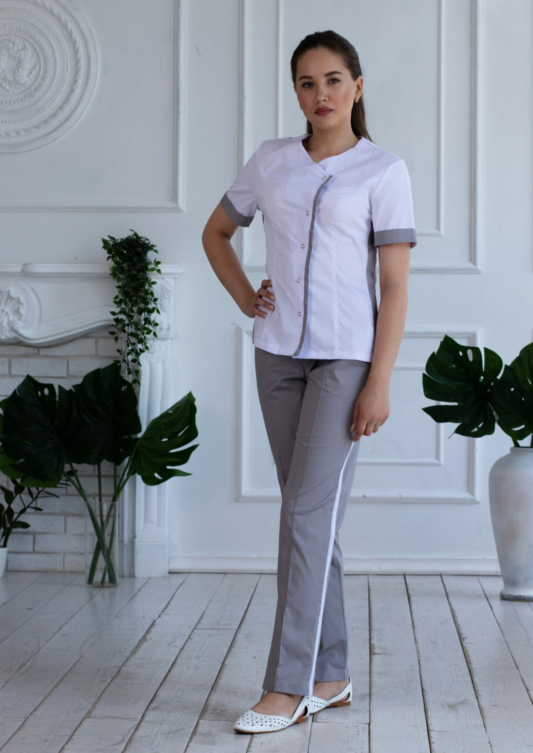 "Эльза" тк. Сатори, цв. серый. Костюм медицинский женский.