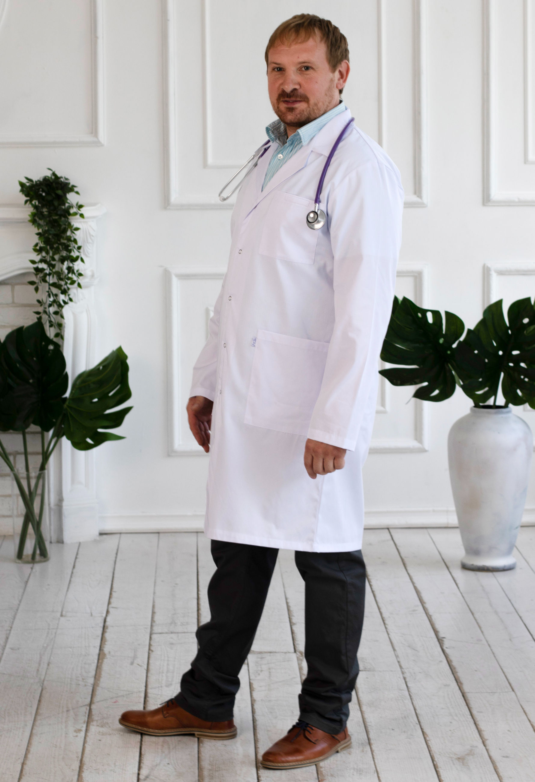 "Алекс-2" тк. Спандекс. Халат медицинский мужской