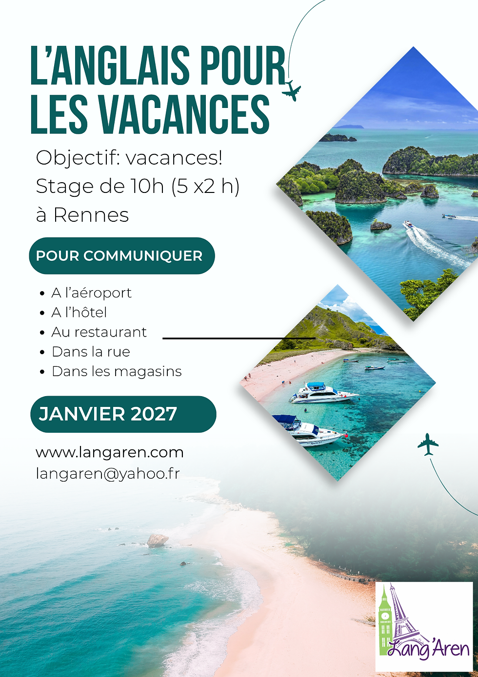 Stage de 10h: l'anglais pour les vacances