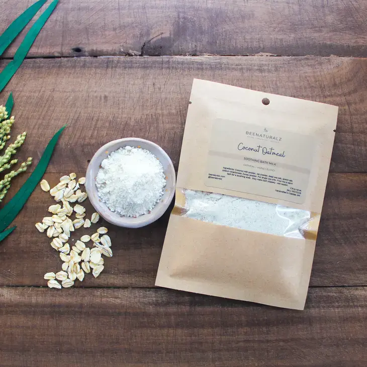 A soothing blend of coconut and oatmeal in a luxurious milk bath, promoting relaxation and nourishing the skin.