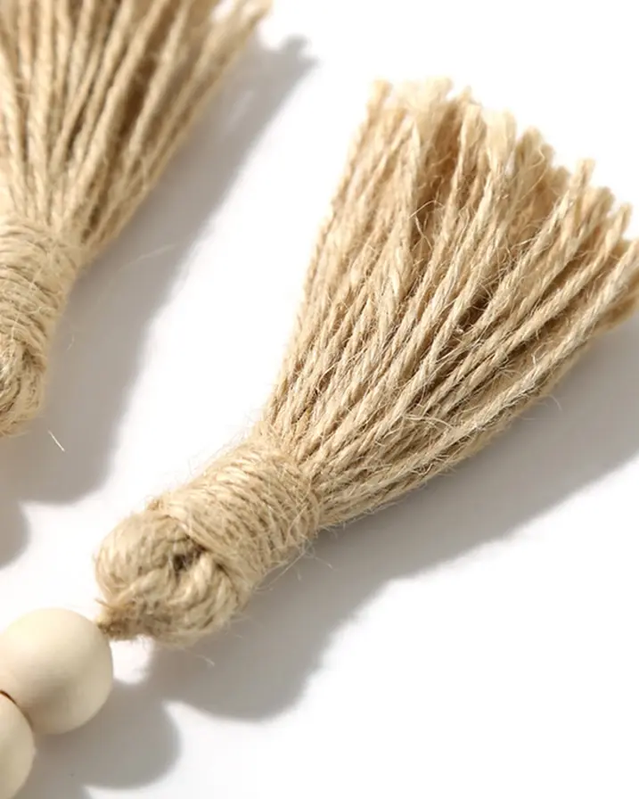 Thumbnail: Natural Wood Bead Garland with Tassels