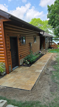 Walkway installation at cabin by Collins Landscaping in Perham MN