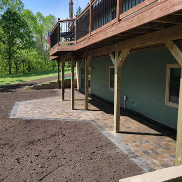 Paver patio and new lawn soil leveling by Collins Landscaping in Otter Tail County MN