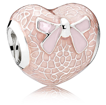 Charm Corazon con Moño Rosa