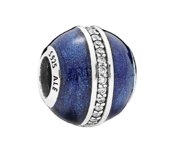 Charm Azul con Fila de Circonitas