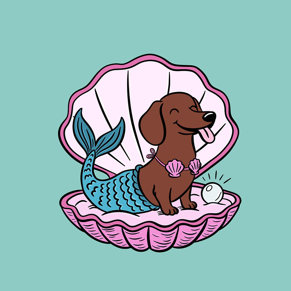 Mermaid Weiner Dog Portrait