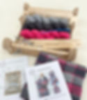 rigid heddle loom weaving kit with pink and grey yarn to weave a british wool scarf