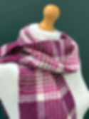 handwoven pink and white checked british wool scarf