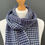Thumbnail: handwoven british wool navy and grey houndstooth design scarf
