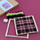 Thumbnail: black, lime and pink weave on a square frame weaving kit with a gift box