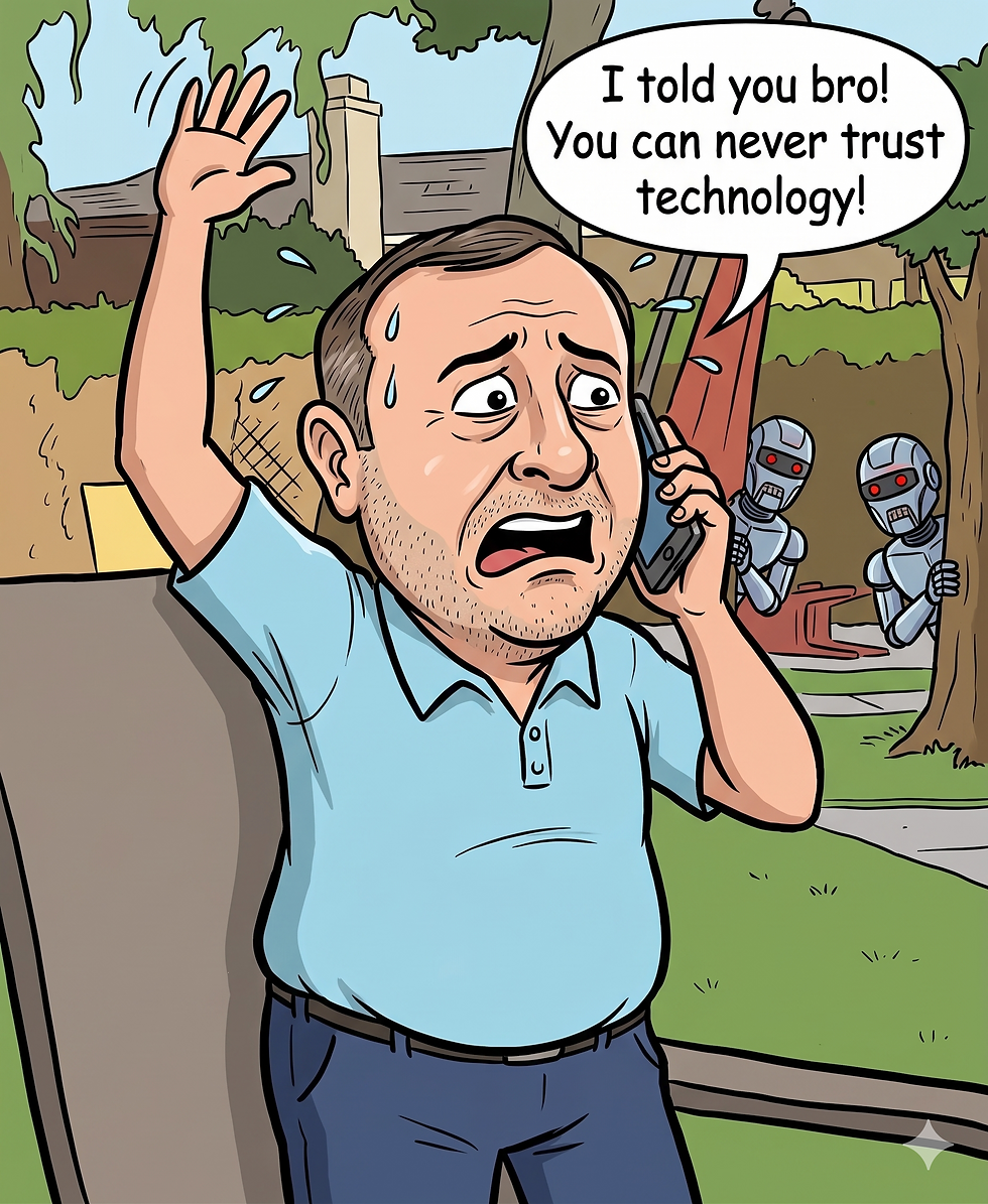 Tom doesn't trust tech anyway.