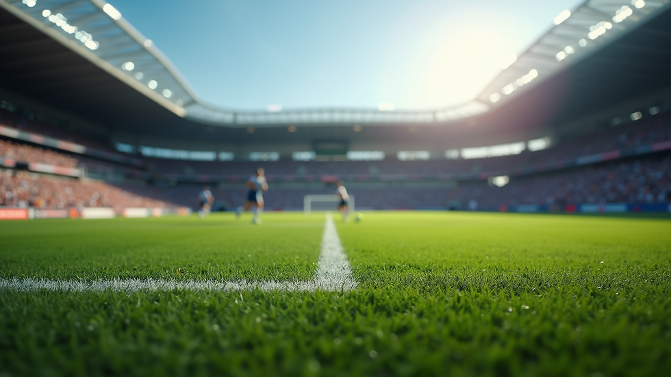 Eye-level view of a football field during a match