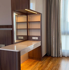 BHL custom cabinet and makeup table with watch drawer – bespoke carpentry work for Singapore homes.