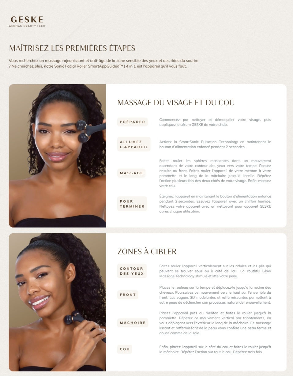 Miniature : ROULEAU MASSAGE DÉCONGESTIONNANT  POUR VISAGE|4 IN 1 - GESKE BEAUTY TECH
