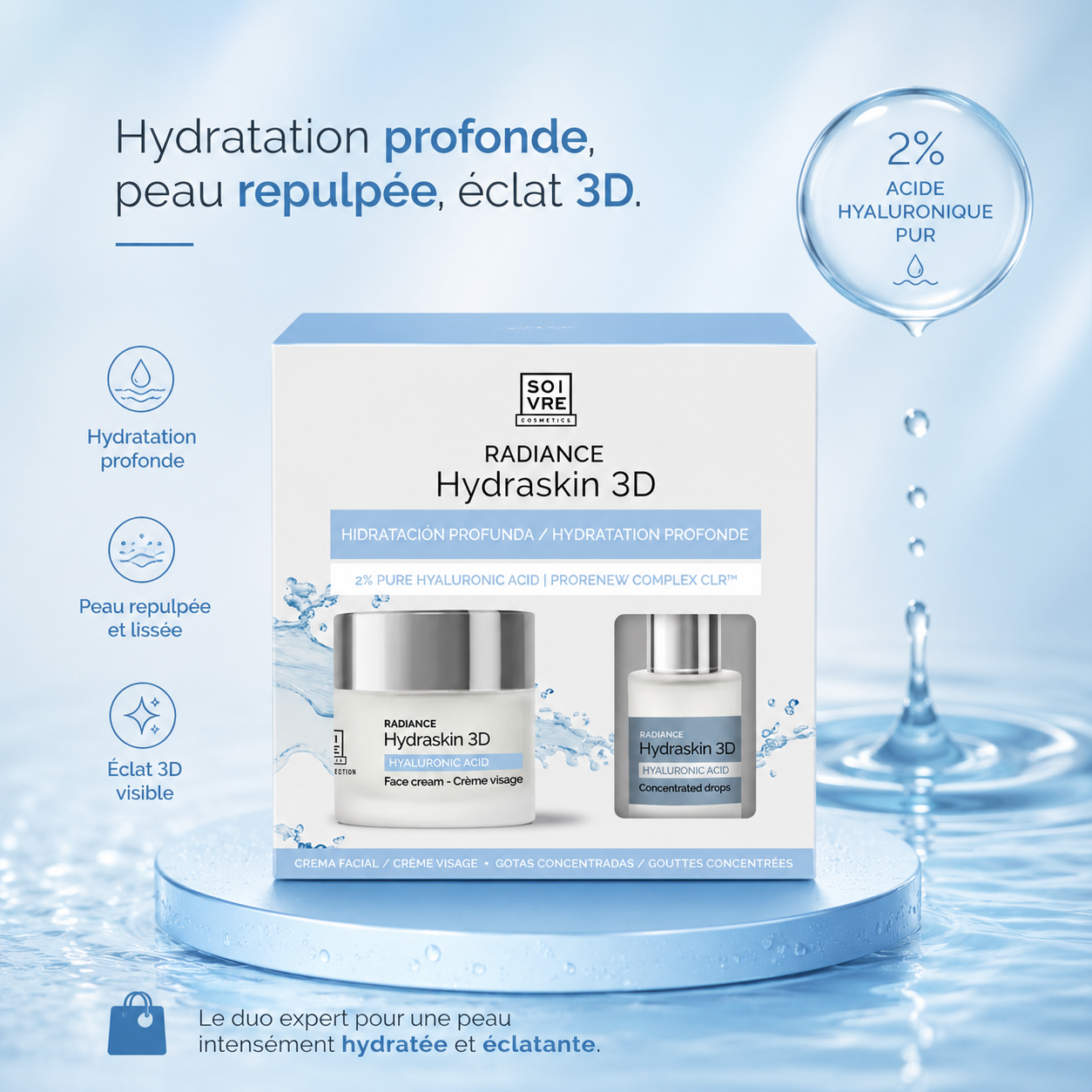 COFFRET RADIANCE HYDRASKIN 3D ACIDE HYALURONIQUE - SOIVRE COSMETICS