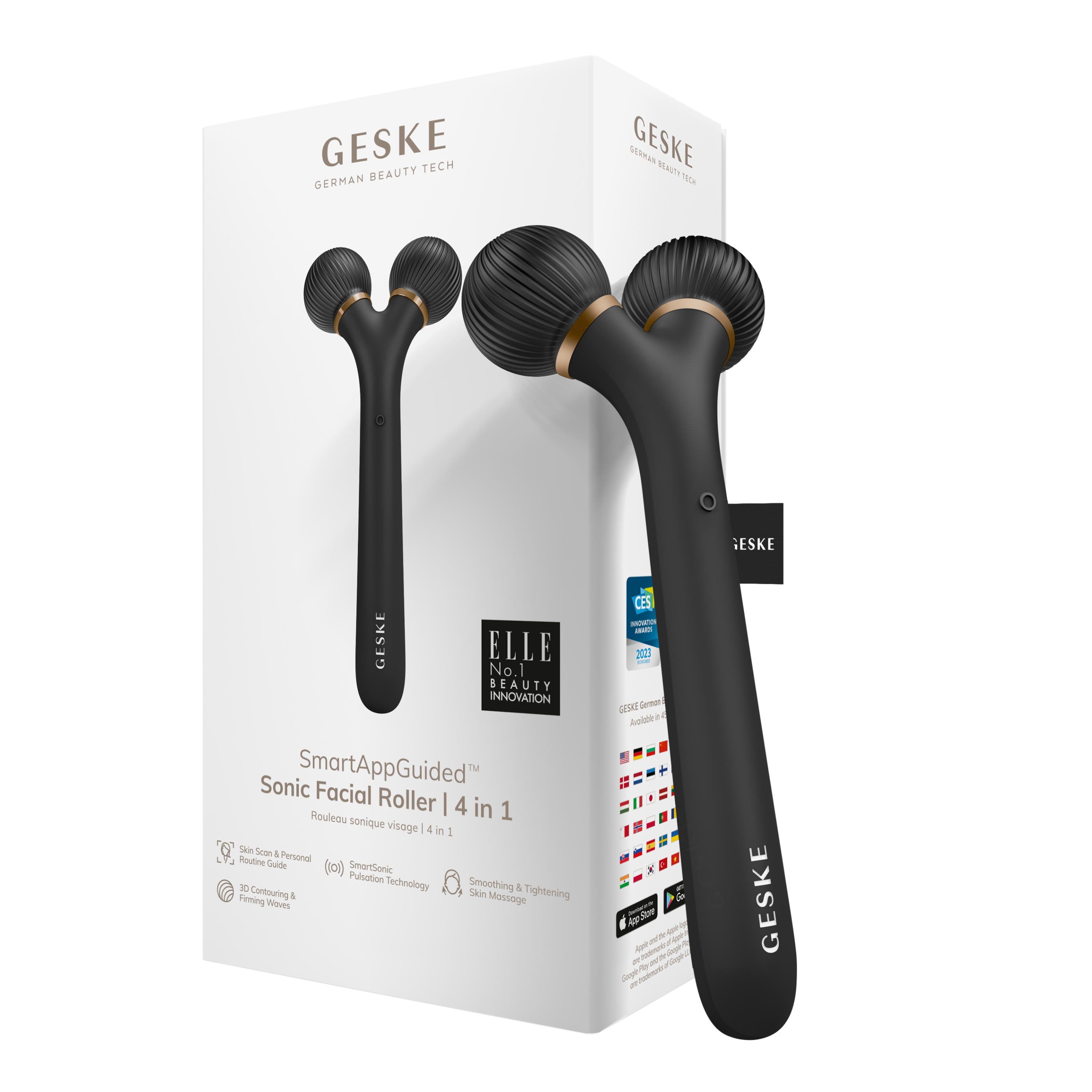 ROULEAU MASSAGE DÉCONGESTIONNANT POUR VISAGE|4 IN 1 - GESKE BEAUTY TECH