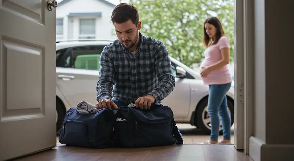 Dad packing hospital bag