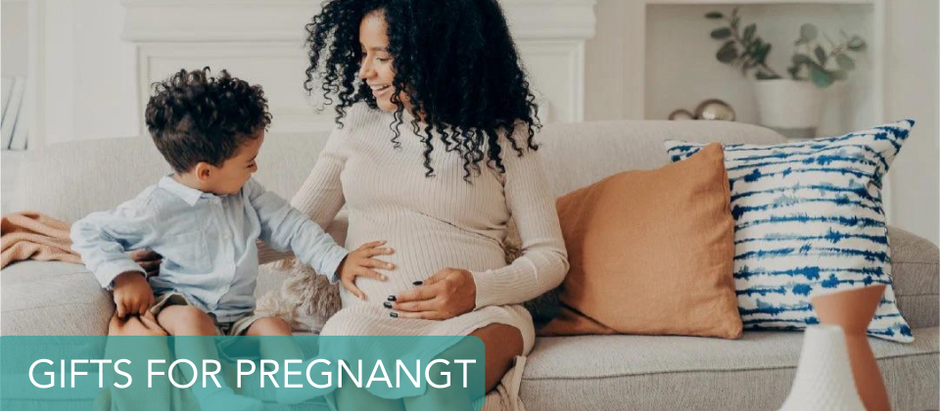 pregnant mom and her elder child on couch