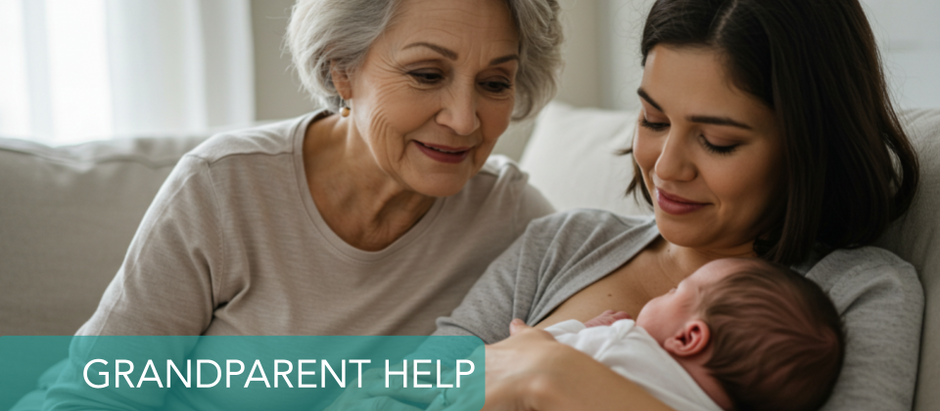 Grandmother helping new mom—how grandparents support breastfeeding