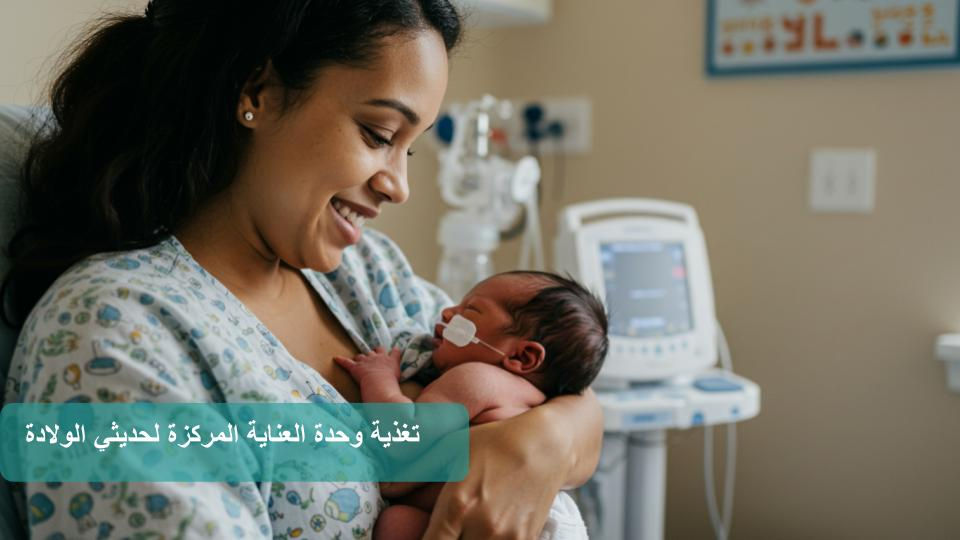 أم في وحدة العناية المركزة لحديثي الولادة ترضع طفلها رضاعة طبيعية؛ الانتقال من المضخة إلى الرضاعة الطبيعية؛ إرضاع الطفل في وحدة العناية المركزة لحديثي الولادة مع الدعم