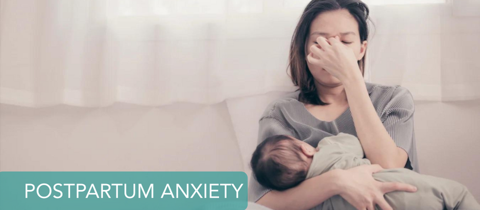 Anxiety, mom and baby on couch